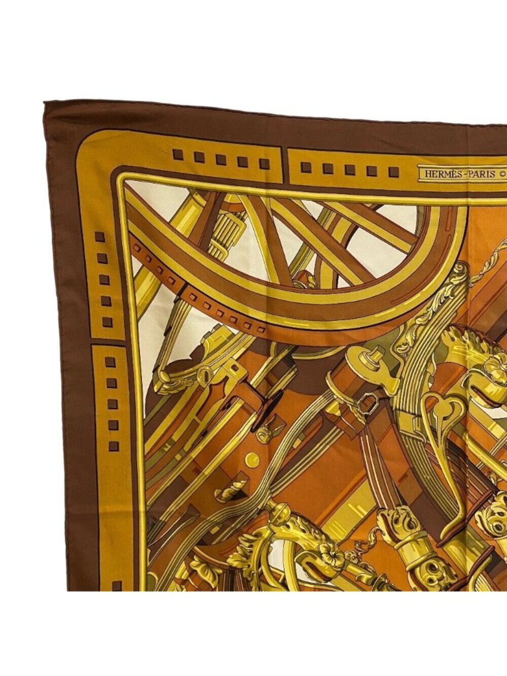 Hermes Rythmes du Monde Carre 90 Silk Scarf Brown